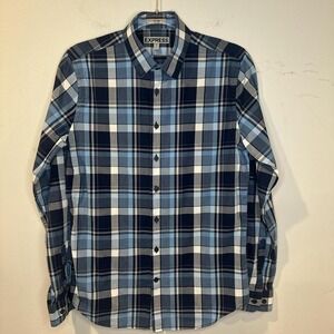 Express blue plaid button up MENS SMALL